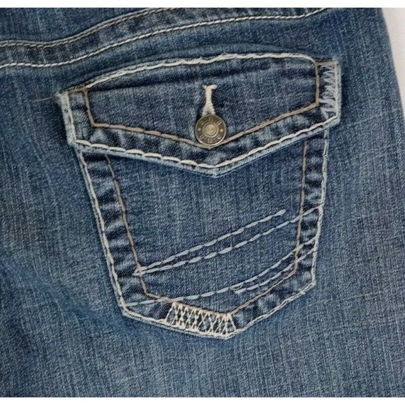 ANA Distressed Whiskered Thick Stitched Dark Wash Jeans Size 14S - Picture 6 of 10